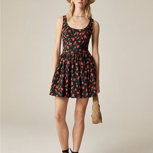 J. Crew Black and Red Floral Mini Dress fit and flare great condition!